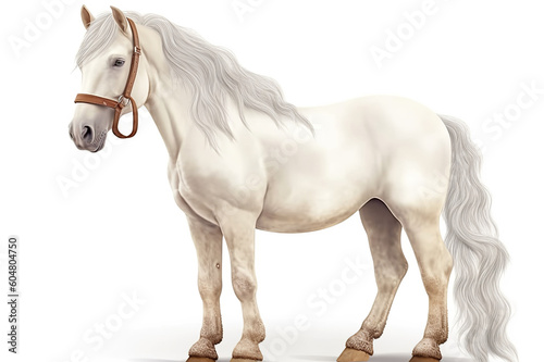 Full White Pony Horse On Transparent Background, Generative Ai