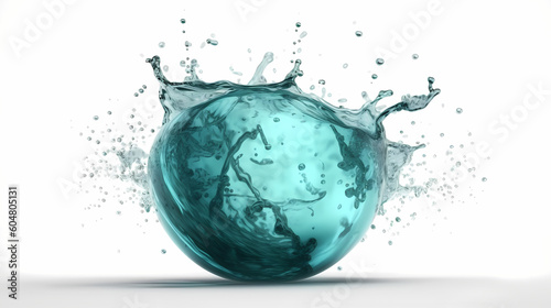 Isolated liquid water splash in sphere shape