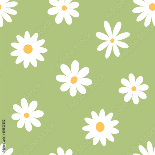 Trendy floral seamless pattern. Vintage 70s style hippie groovy daisy flowers background. Colorful pastel colors. Vector retro design y2k.