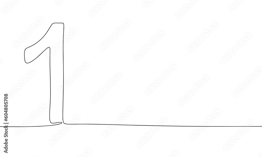 Number one. One line continuous number 1. Line art, outline, single line silhouette. Hand drawn vector illustration. Number one. One line continuous number 1. Line art, outline, single line silhouette. Hand drawn vector illustration.