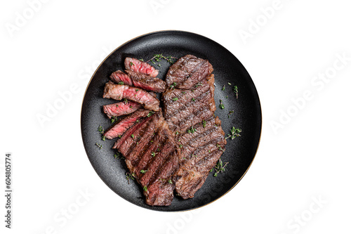 Canvas Print Barbecue denver strip beef meat steak on a plate