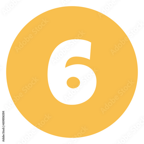 simple round number icon for 6