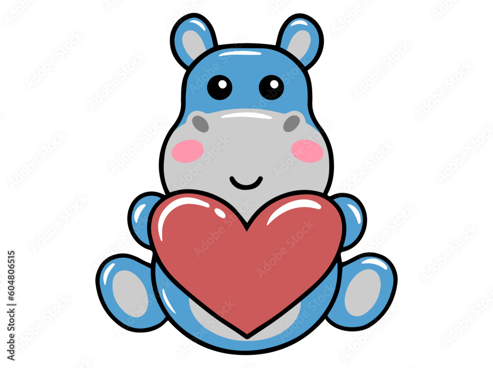 Cute cartoon hippopotamus drawing illustration Cute cartoon hippopotamus drawing illustration