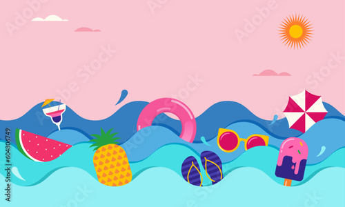 Colorful Geometric Summer Background, poster, banner. Summer time fun concept design promotion design