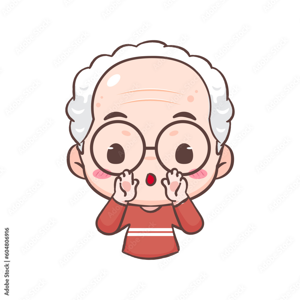 Cute grandpa Shouting out or calling cartoon character. People expression concept design. Isolated background. Vector art illustration. Cute grandpa Shouting out or calling cartoon character. People expression concept design. Isolated background. Vector art illustration.