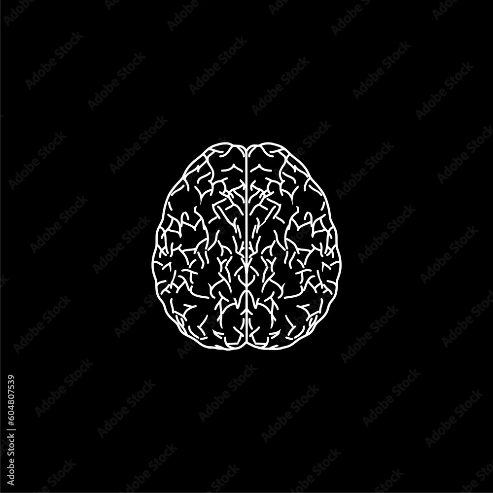 Brain icon isolated on black background Brain icon isolated on black background