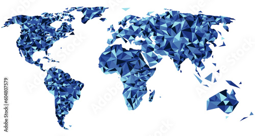 Blue World map triangle geometric shapes