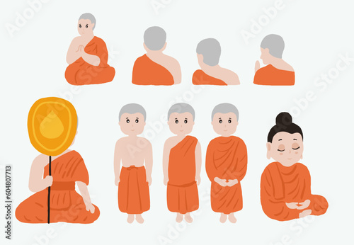 monk character object element for thai culture