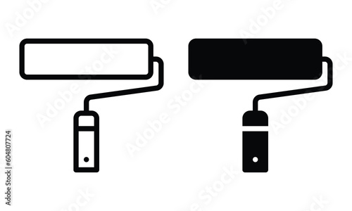 Paint roller icon with outline and glyph style.