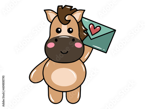 Horse Cartoon Cute for Valentines Day 