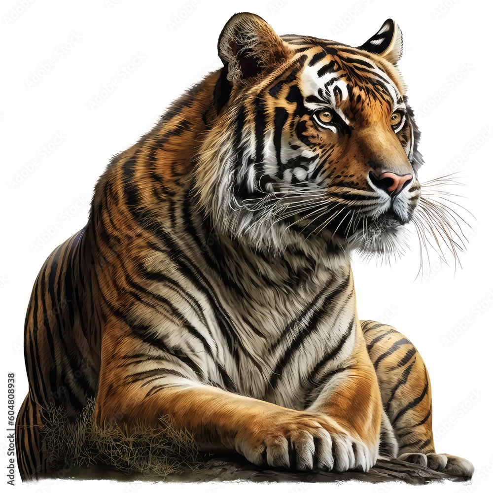 Naklejka premium Cat Tiger looking isolated on white