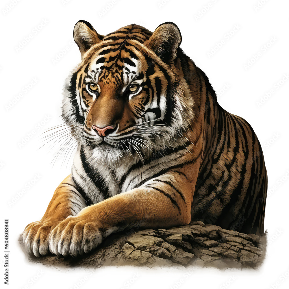 Obraz premium Cat Tiger looking isolated on white