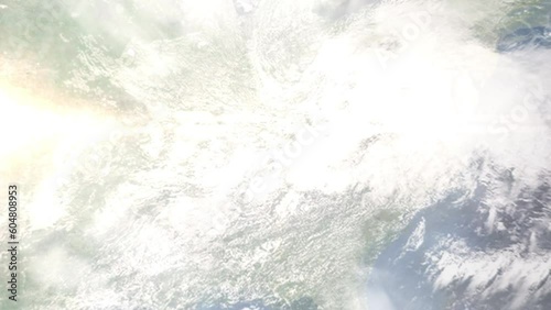 Zoom in from space and focus on Cookeville, Tennessee, USA. 3D Animation. Background for travel intro. Elements of this image furnished by NASA