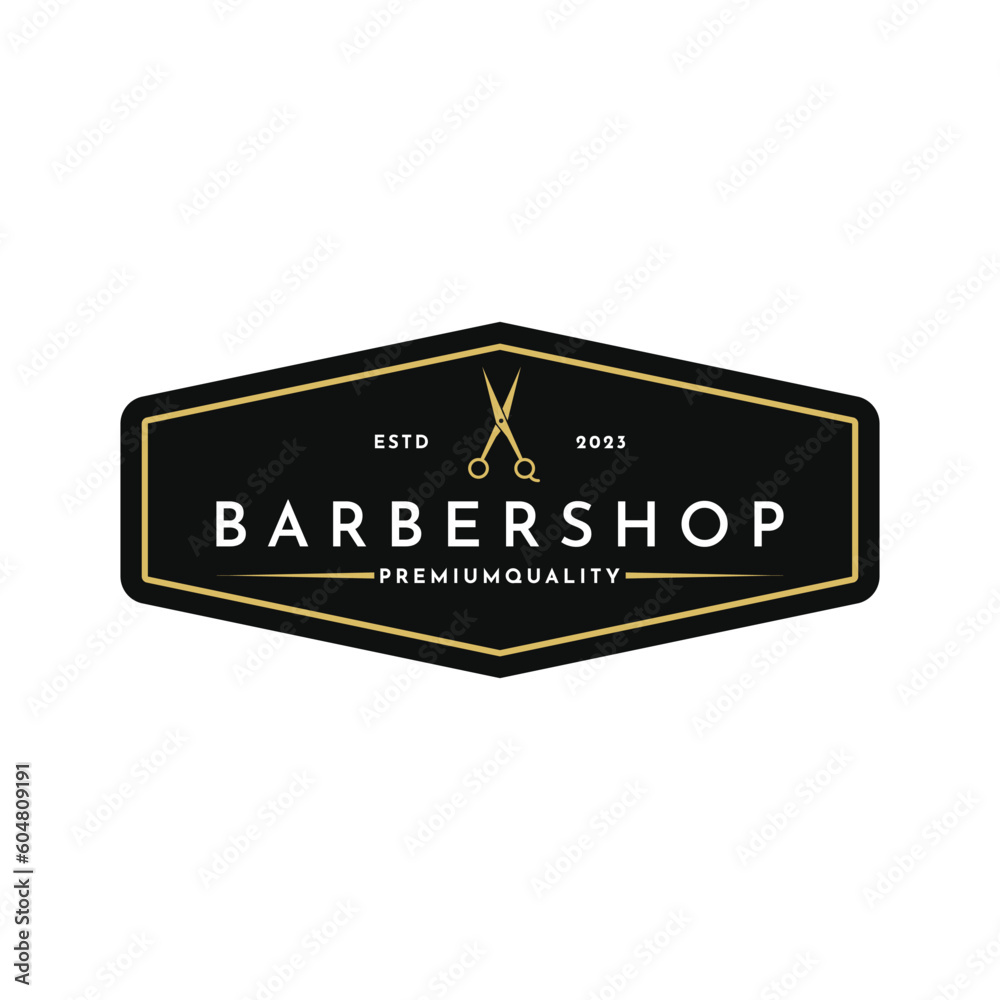 Vintage barber shop logo design template for business salon or barber shop
