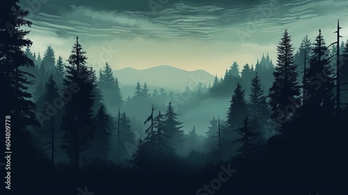 forest silhouette background Generative AI © zolotons