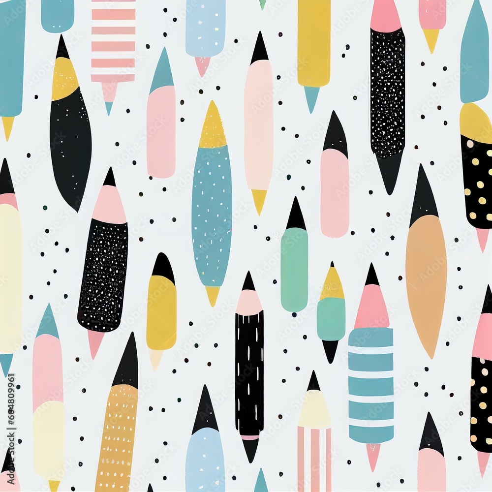 background with pencils in doodle style Generative AI background with pencils in doodle style Generative AI