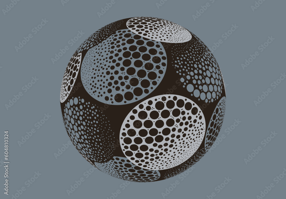 Obraz premium abstract crater bubbles sphere in brown gray shades