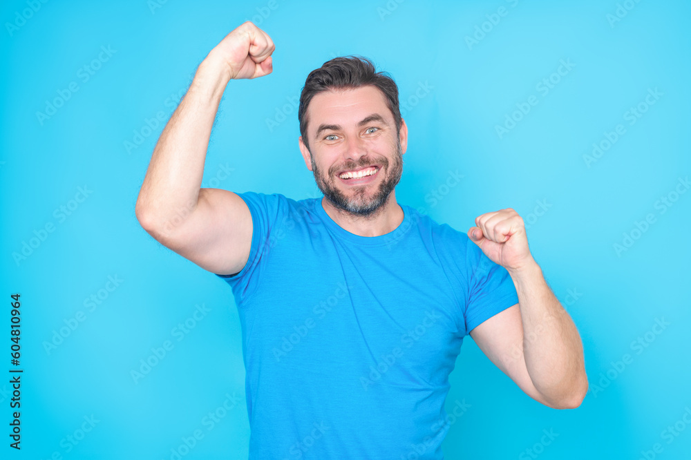 Portrait of excited caucasian man with amazed expression, excited face. Emotion people. Excited man doing winner gesture, smiling and screaming for success. Winning successful and celebrating victory. Portrait of excited caucasian man with amazed expression, excited face. Emotion people. Excited man doing winner gesture, smiling and screaming for success. Winning successful and celebrating victory.