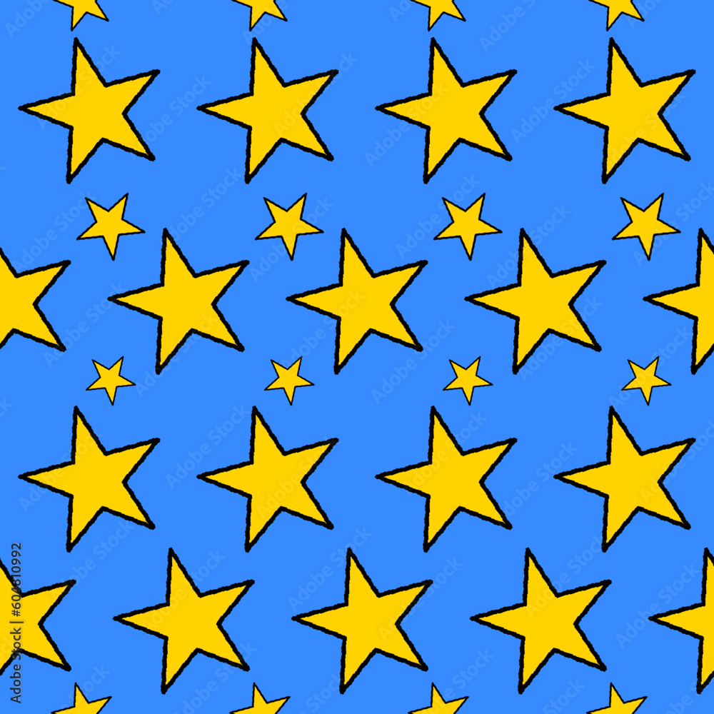 Seamless pattern with stars on blue background. Vector illustration. Seamless pattern with stars on blue background. Vector illustration.