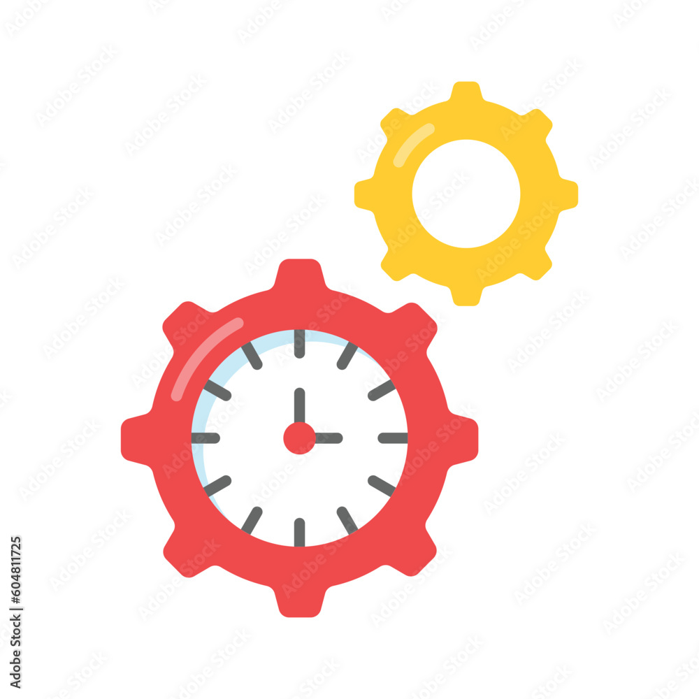 Clock with gear showing concept vector of time management, high quality graphics Clock with gear showing concept vector of time management, high quality graphics