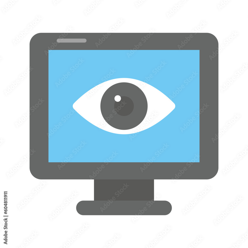 An eye inside the monitor screen showing concept icon of monitoring in trendy style An eye inside the monitor screen showing concept icon of monitoring in trendy style