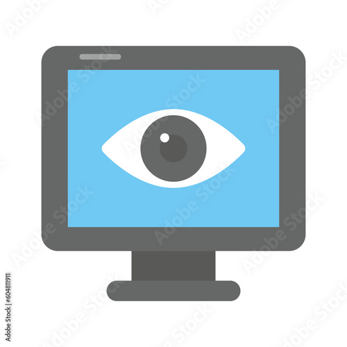 An eye inside the monitor screen showing concept icon of monitoring in trendy style