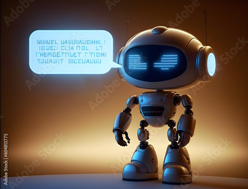Talking robot with artificial intelligence. Concept of chatbot. AI generated