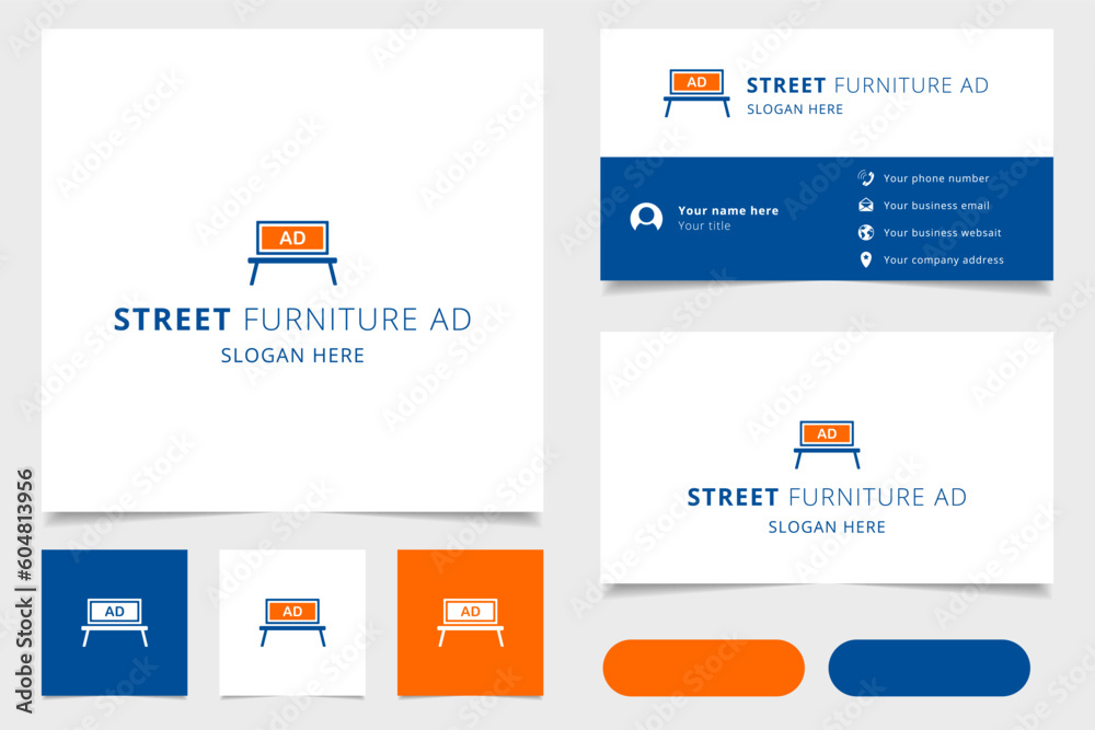 Fototapeta premium Street furniture ad logo design with editable slogan. Branding book and business card template.