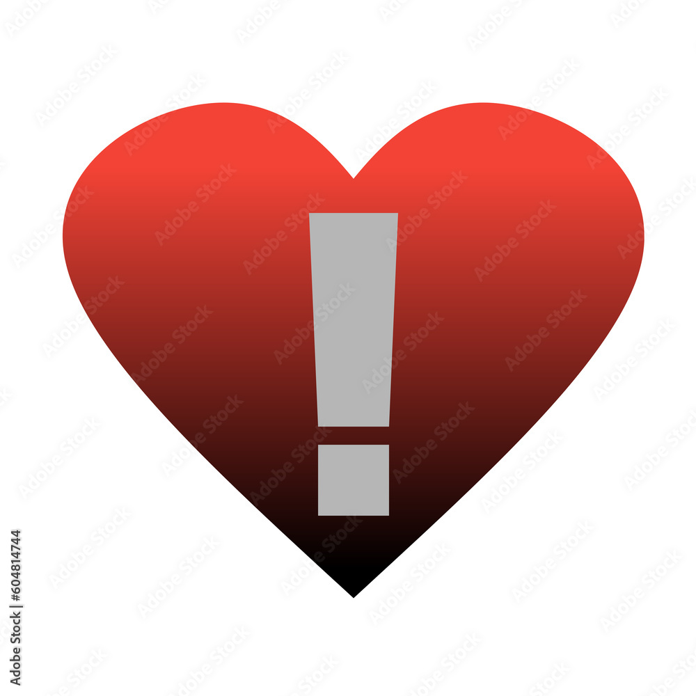 Fototapeta premium love with exclamation mark icon heart icon with exclamation mark