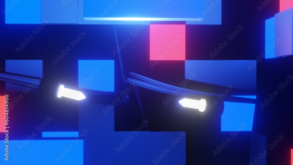 Blockchain enemies face-to-face fighting 3d rendering Out Blockchain enemies face-to-face fighting 3d rendering Out