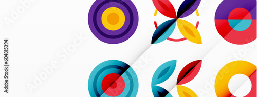 Colorful circles in a grid composition abstract background. Design for wallpaper, banner, background, landing page, wall art, invitation, prints, posters