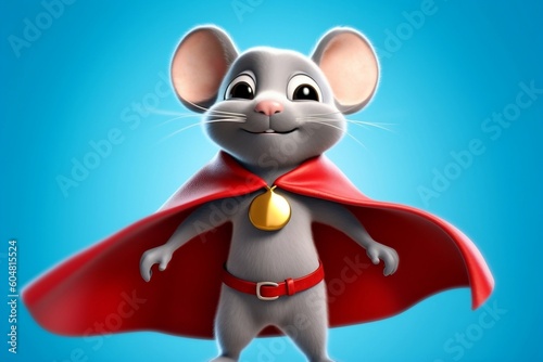 Superhero Caped Mouse The Cartoon Character. AI
