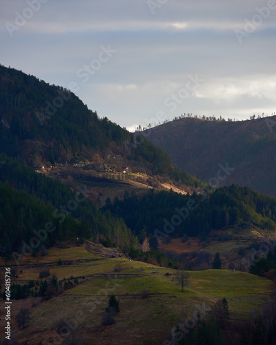 Beautiful landscape of a countryside in mountains of Zaovine, Serbia
