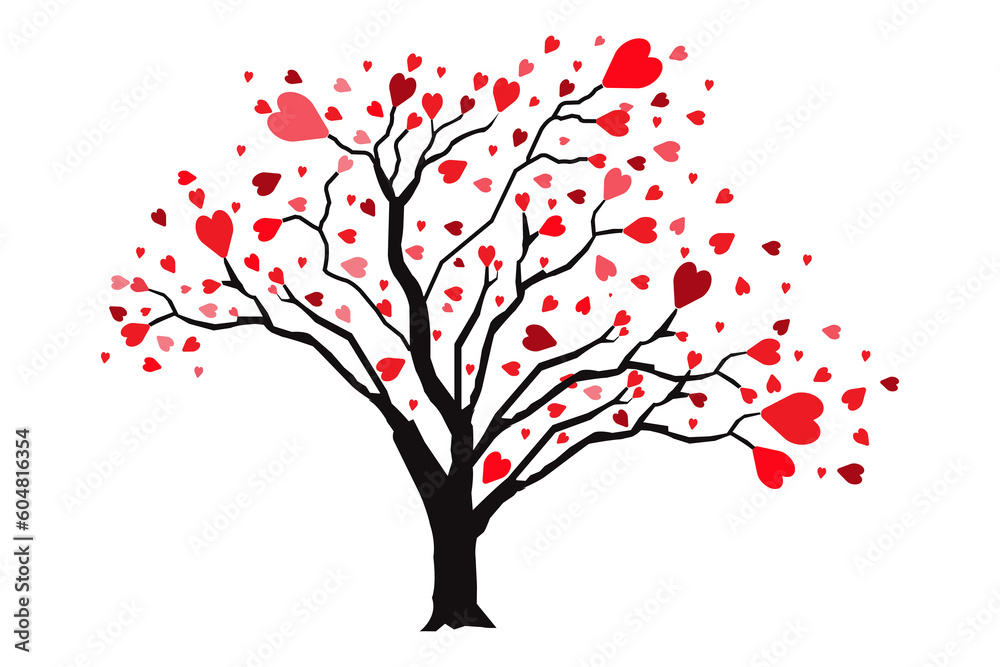 Illustration of Love Tree with Heart Leaves Illustration of Love Tree with Heart Leaves