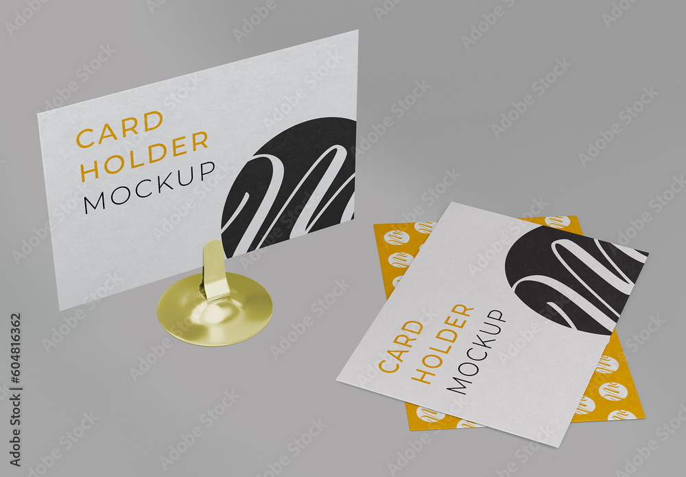 Card Holder Mockup With Two Horizontal Cards Stock Template | Adobe Stock