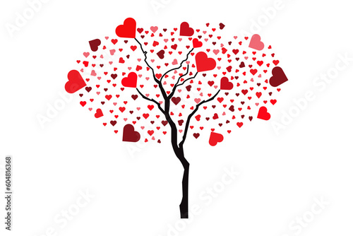 Illustration of Love Tree with Heart Leaves