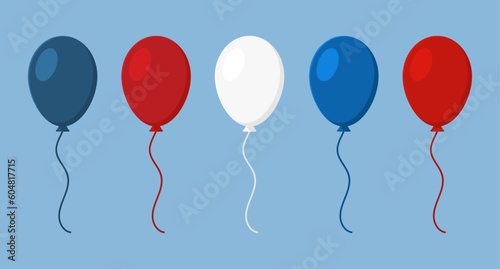 Happy Independence Day of the United States of America. 4th of July. Balloons. Deep and more saturated bright colors. Vector illustration, isolated on blue background