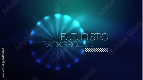 Circles with bright neon shiny light effects, abstract background wallpaper design