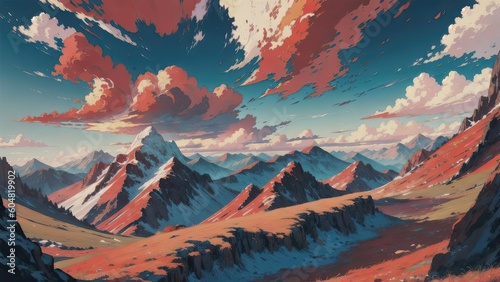 Red mountains. Created with Generative AI technology.