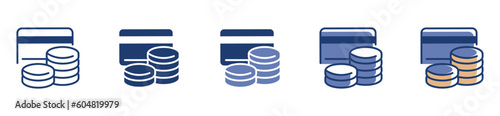 credit card and a stack of coin icon vector money pile of coin sign illustration for web and app template ui