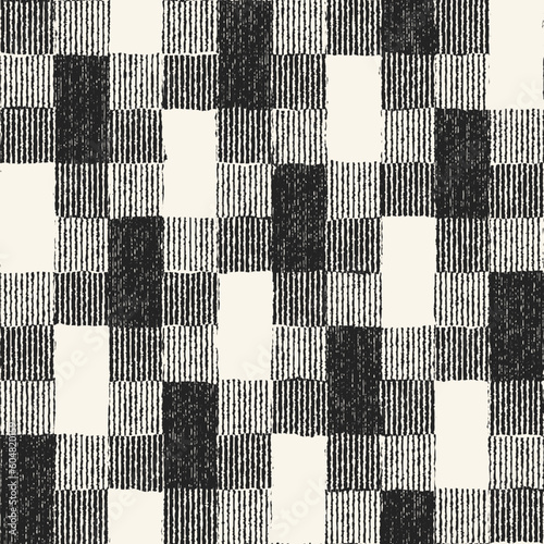 Monochrome Irregularly Woven Textured Juji Tsunagi Pattern