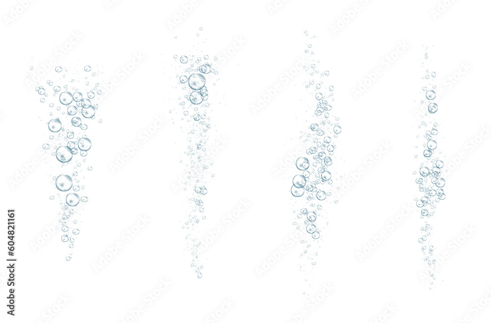 Blue Underwater Sparkling Air Bubbles - obrazy, fototapety, plakaty 