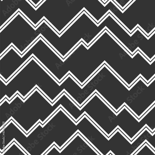 Abstract zig zag lines vector seamless pattern. Stylized mountains. Minimalistic graphic print. Vector monochrome background.
