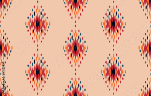 Ethnic abstract ikat art. Seamless pattern in tribal, folk embroidery, and Mexican style. Aztec geometric art ornament print. Design for carpet, wallpaper, clothing, wrapping, fabric, cover, textile.