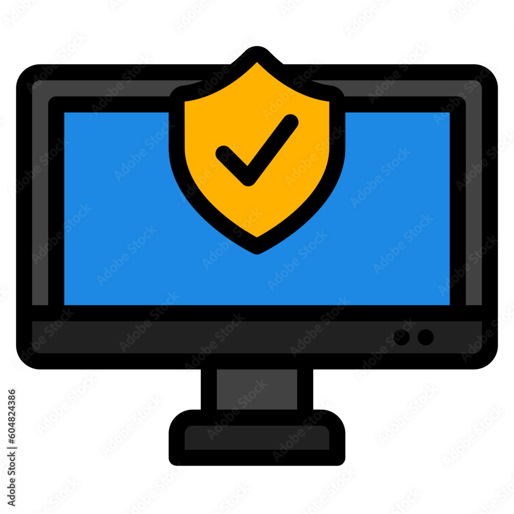 Computer security icon in filled line style, use for website mobile app presentation Computer security icon in filled line style, use for website mobile app presentation