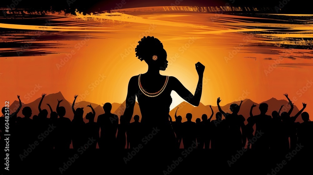 Fototapeta premium Beautiful africa freedom day banner, great design for any purposes. Black background. Template, background, banner, card, poster. Heart symbol. Generative Ai.