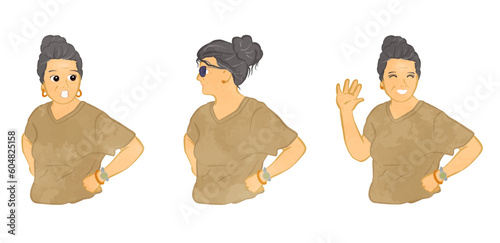Cool cute aunt illustration set_03