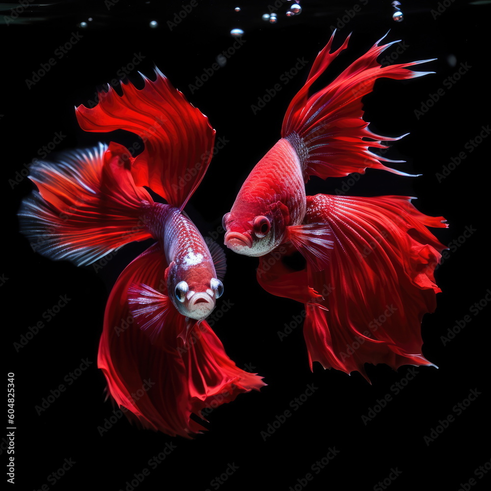 Obraz premium two halfmoon betta fish fighting