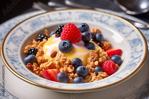 Muesli with berries created with Generative AI technology