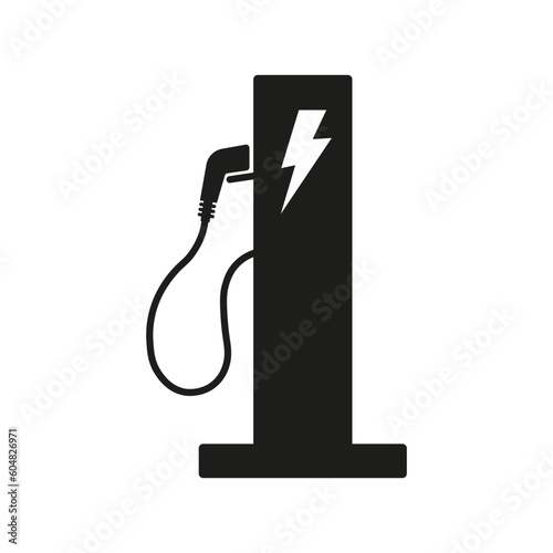 Charging station icon for electric vehicles. An illustrative icon representing a charging station specifically designed for electric cars, emphasizing the concept of sustainable transportation.